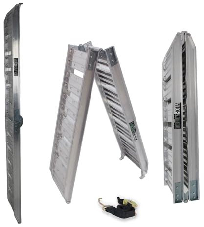 TRUTZHOLM 1 x Auffahrrampe klappbar 180 cm Traglast 200kg Alu grau geriffelt Motorradrampe Verladerampe