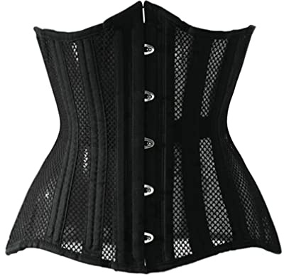 LARTIGUE Women 26 Steel Boned Waist Training Corset Heavy Duty Mesh Underbust Bustier Cincher,12.4 Inch Black XL