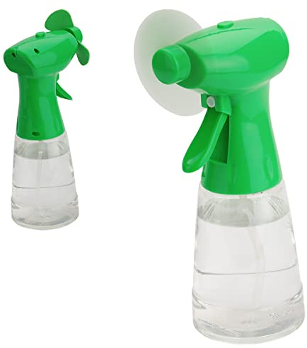 Misting Spray Bottle Fan Personal Cooling Mist Portable Handheld Humidifier Powered Fans with Mist 8.38 H 2AA batteries inserted,Mini Fan Hand Atomizer for Summer Beach, Travel, Camping (LIME GREEN)