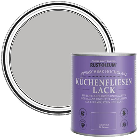 Rust-Oleum Grey Water-Resistant Kitchen Tile Paint in Gloss Finish - Flint 750ml