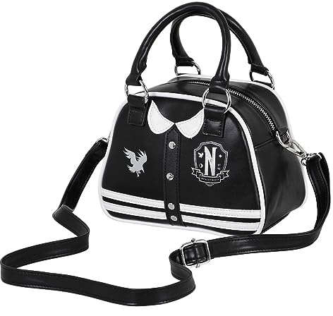 Wednesday Varsity Casual Bolso Bowling Fashion, Negro, 22 x 16 cm