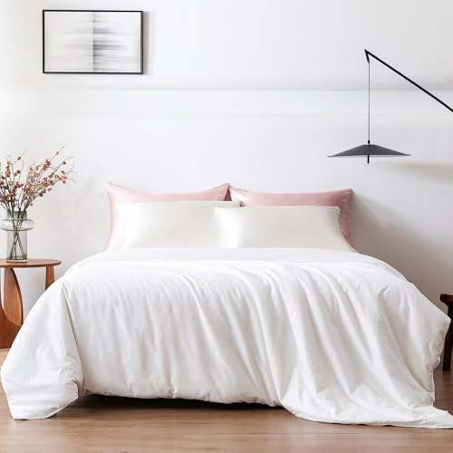 THXSILK Pure Mulberry Silk Comforter Cool for Summer, Grade 7A Natural Mulberry Silk Filled Duvet Luxury Bedding, Cotton Cover, King Size 102in x 91in/260cm x 230cm, Weight 1.98lb/0.9kg