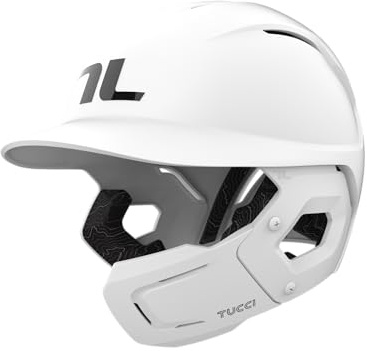 TUCCI Potenza Batting Helmet with Jaw Flap, S/M, Matte White, Right-Handed Hitter