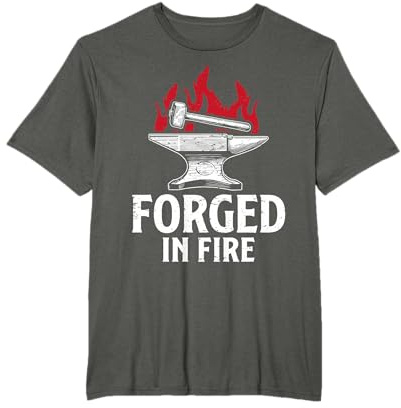 Forjado en fuego divertido forja yunque herrero papá hombre Camiseta