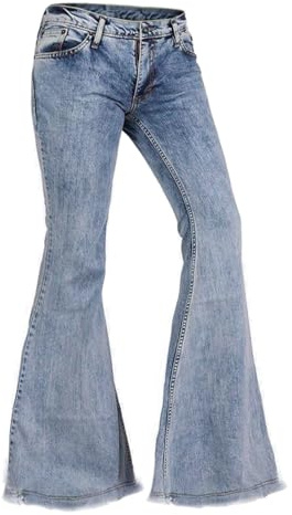 EVEDESIGN 70er-Jahre-Hose mit Glockenunterteil für Herren, Schlaghose, Disco-Schlaghose, lockere Passform, Jeans für Herren, Blau, Hellblau1, L