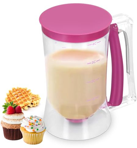 Cocoarm 900 Ml Pfannkuchen-Cupcake-Teigportionierer, Kuchen Teigspender, Waffeln Teigspender, Backformen-Hersteller, Breite Öffnung, Kontrollierbare Lebensmittelgröße, Messbare Skala, Ausgießer