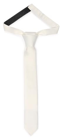 Ladeheid barn slips för pojkar – elegant matt utseende, förbunden med ett kardborreband, perfekt för speciella tillfällen – snygg slipsstorlek 31 cm x 4 cm TKM, Vit, 31cm x 4cm