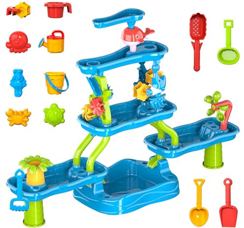 Bennol Kids Water Table for Toddlers Age 3-5, 6-in-1 Sand and Water Play Table Outdoor Toys for Boys Girls 3 4 5 6 Years Old, Garden Watering Activity Tables for Summer Fun