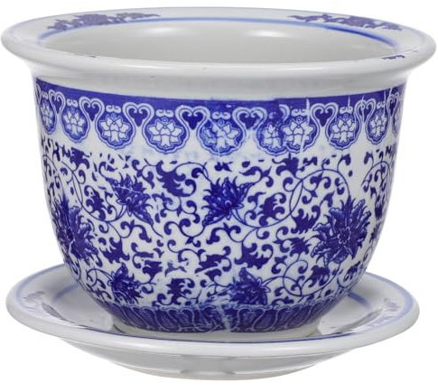 Holibanna Keramischer Blumentopf Mit Untersetzer Für Zimmerpflanzen Bonsai Und Sukkulenten Drainageloch Für Optimale Luftzirkulation Und Gesundes Pflanzenwachstum Vielseitig Einsetzbar Im