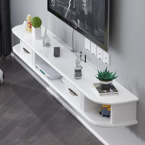 Wandmontierte TV-Einheit, schwebendes TV-Regal, 47,2 Zoll, wandmontierter TV-Ständer, schwebendes Medienregal, TV-Konsoleneinheit, Wand-TV-Schrank, Aufbewahrungsregale, Möbel mit 2 Schubladen für