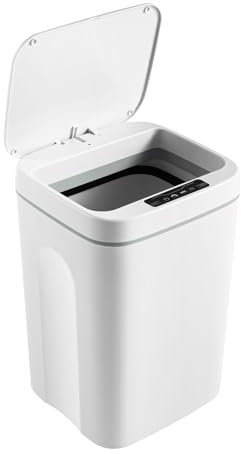 Susoso 16l Weiß Mülleimer,Intelligenter Mülleimerfür mit Deckel,ABS-Kunststoff + PP-Material,Automatische Deckelöffnung für Küche, Schlafzimmer, Büro und viele andere Szenen (21.5x20.5x34cm)