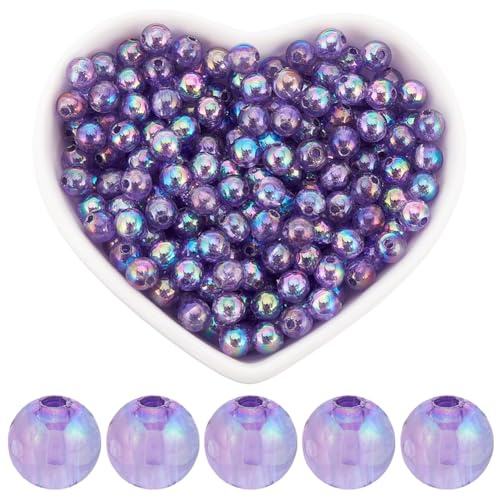 SOFPLATE 1000 Stück Runde Acrylperlen 6mm Blasenperlen Kunststoff Lila ab Farbe Transparente Perlen Abstandsperlen Bastelperlen Lose Perlen Für Armbänder Perlen Ohrringe Halsketten Schmuckherstellung