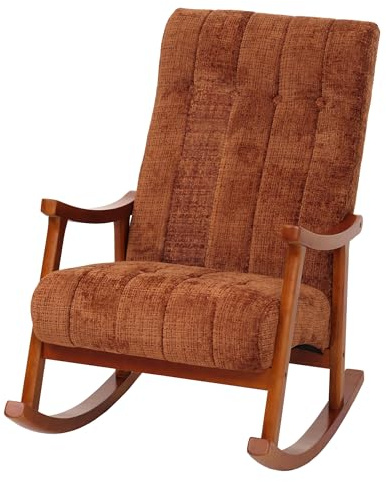 Mendler Schaukelstuhl HWC-K10 Holz - terrakotta, Gestell Walnuss-Optik