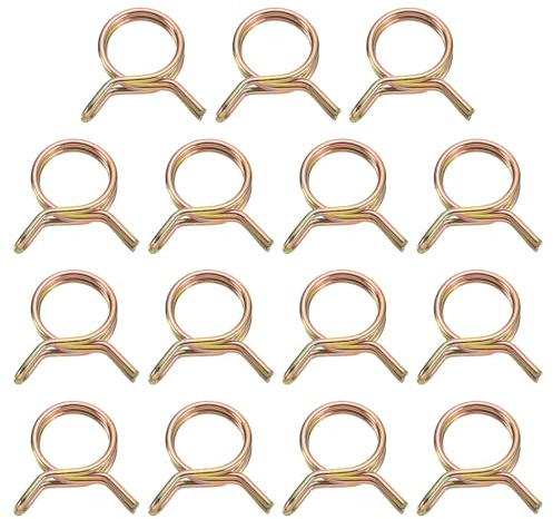 uxcell 15Pcs Double Wire Spring Hose Clamps, 15mm Inner Dia Fit 15-16.5mm OD Hose Fuel Line Silicone Tube Clips, Color Zinc
