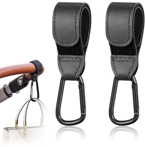 GHPKOTW Gancho Para Cochecito,2 Pzs Gancho Para Cochecito,Gancho Para Bolsa De Cochecito De Cuero,Gancho Para Bolsa De Cochecito,Gancho Para Bolsos,Gancho Para Mochila (Negro)