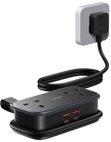 NTONPOWER 65W Travel Extension Lead, Travel Essential Camping Essentials Cruise Essentials with 2 Way Outlets 4 USB（2 Type C) for Cruise Travel Essential Hotel