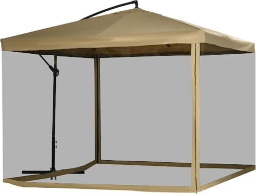 DecHome - Ombrellone da Giardino Decentrato 2.95x2.95 mt in Acciaio/Poliestere colore Beige