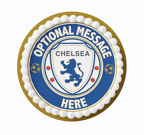 Chelsea Football Team Concept Logo Personalised Edible Cake Topper and Matching Cupcake Toppers, Printed on Icing Sheets - Round, Square, Costco