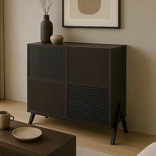 Mendler Commode HWC-O40 en MDF, métal, mélaminé, 94x79x42 cm, Aspect Noyer