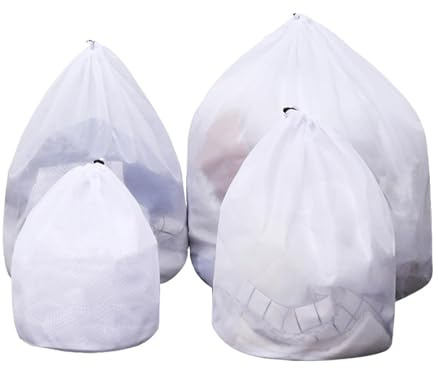 4 Stücke Wäschenetz für Waschmaschine, Wäschesack Waschmaschine Wäschebeutel mit Kordelstopper Wäschesäcke Feinmaschig Wäschetaschen für Babywäsche BH (30 * 40cm,40 * 50cm,50 * 60 cm,60 * 80 cm)
