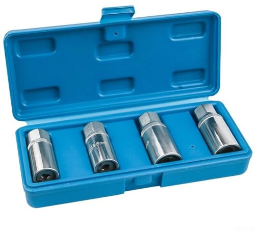 Juego de 4 llaves de vaso extractoras de pernos, extractor de tornillos sin cabeza y removedor de pernos, diseño de doble extremo para llaves de 1/2 pulgada