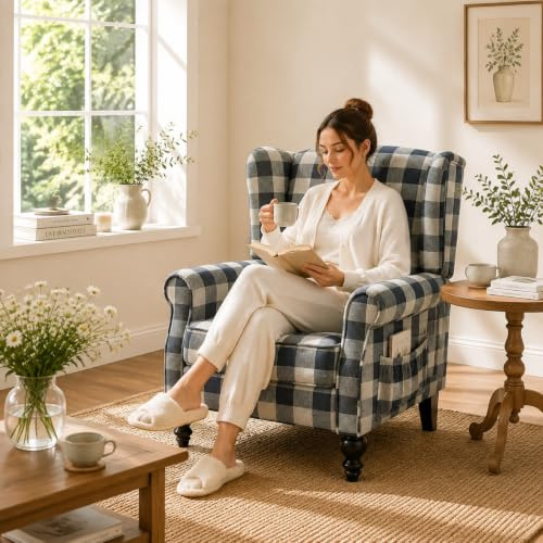FLEXISPOT Recliner Chair Adjustable Armchair for Relaxing Accent Chair Pushback for Living Room Bedroom Wing Back Reclining Sofa, Grey