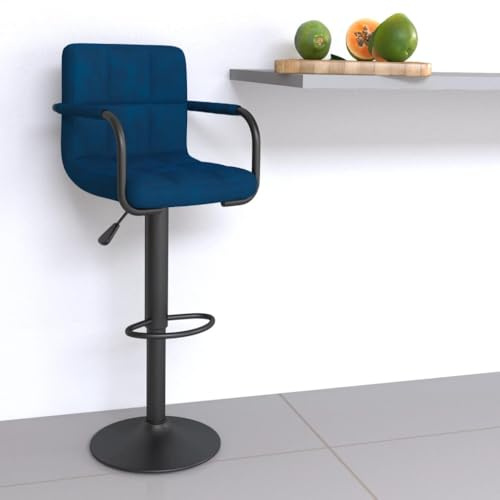 Yunovire Barhocker Blau Samt, Höhenverstellbar mit Gasdruckfeder, Moderner Drehbarer Barstuhl für Kücheninsel, Esszimmer, Robuster Stahlrahmen, Bequeme Counter Stools