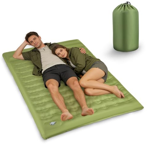 Yapasopu Materasso Gonfiabile Matrimoniale 15Cm di Spessore Extra,190*140*15cm Materassino Campeggio con Cuscini e Pompa a Pedale,Materasso Autogonfiabile Ultraleggero per all'aperto Massimo 250Kg