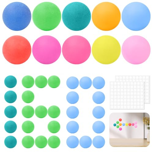 Hexizexi Tischtennisbälle Bunt 40mm Ping Pong Bälle mit Aufklebers | Ping Pong Bälle für Partydekorationen Spiele Basteln DIY-Projekte