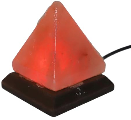 Himalaya-Salzlampe mit USB-Stromversorgung, 7 Farben, RGB-Farbwechsel-LED, handgeschnitzter Pyramiden-Kristall-Salzstein auf Holzsockel, Nachtlicht, Stimmungsbeleuchtung für Schlafzimmer, Yoga