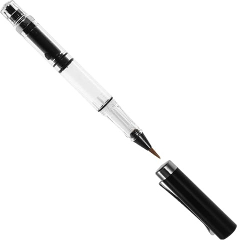 LAPYAPPE Pluma Pincel de Caligrafía Tradicional Punta de Pelo Negro, Bolígrafo de Tinta Recargable Pistón, Mango Largo y Flexible para Pintura y Escritura Artística, Adecuado