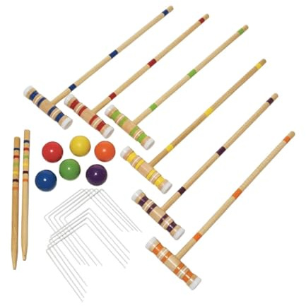 RCGOFOLLOW Familienfeste Werden durch EIN Krocket Set für sechs Spieler mit Holzschlägern und diversem Krocket Zubehör bereichert. Sport Outdoor Set mit 6 Spielerschlägern