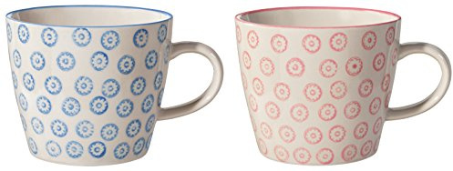 Bloomingville Tassen Isabella, rosa blau, Keramik, 2er Set