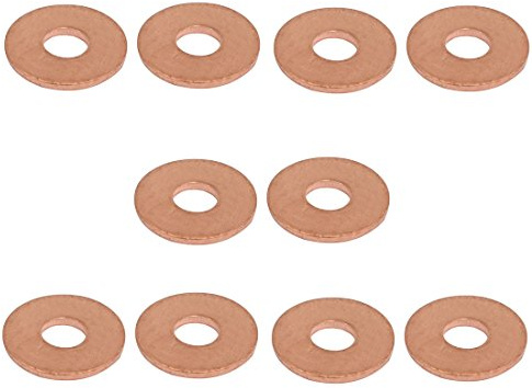 sourcing map Anneau Plat En Cuivre 10Pcs Joint Étanche Rondelle Ecrasement | 6Mm X 18Mm X 1.5Mm, Usage Pour Électricité, Électronique, Précision, Freinage Haute Pression, Pompes, Roulements