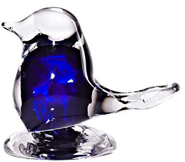 Glas Figur Vögel Spatz 8 cm Blau Handgemachtes Glas Unikat