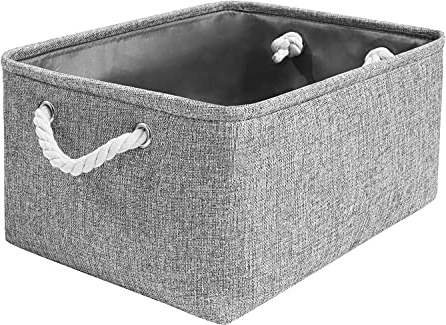 Mangata Faltbare verdickte Leinwand Aufbewahrungsbox mit Griffen für Schrank/Garderobe (Grau, Mittel)