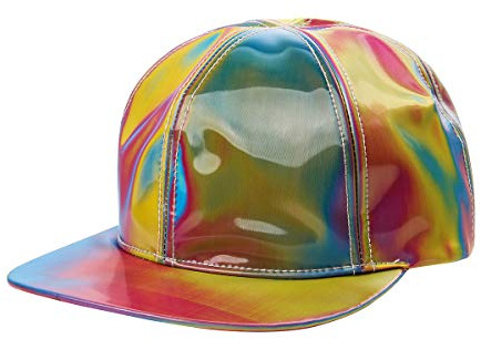 Nofonda Regnbåge baseballkeps Marty McFly keps kopia hatt lysande metallisk justerbar platt keps, Rainbow, en storlek
