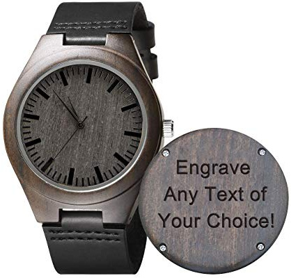 UFOORO Birthday Engraved Wooden Watches for Men, Natural Wood Watch Personalized Gifts Watch for Dad Son Husband Birthday Wedding Graduation Christmas (Custom)