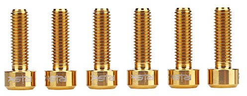 Bicycle Stem Screw, M5 x 16mm Alloy Bike Stem Bolts for Bicycle Disc Brake Caliper/Handlebar Stem/Rear Rack/Water Bottle Cage Holder, 6PCS(Gold)