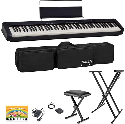 CDP-S110 Piano Digitale 88 Tasti Pesati con borsa semirigida imbottita, stand e panchetta ffalstaff ®, alimentatore originale e pedale, E-Book di melodie celebri per Casio