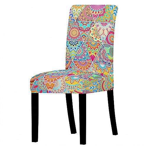 Universal Stuhlhussen Set Stuhlbezug Sitz Stretch Beschützer, Treer Mandala Böhmen Abnehmbare Waschbar Stretch Stuhlhussen Für Stuhl Esszimmer Party Bankett Stuhldekoration (Patchwork,4 er Set)