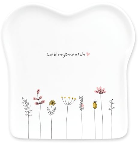 Grafik-Werkstatt Toast-Teller mit Spruch | Porzellan | Lieblingsmensch, 14,5 x 15,5 cm