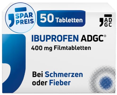 IBUPROFEN ADGC® 400mg - 50 Stück - gegen leichte bis mäßige Schmerzen wie Kopfschmerzen, Zahnschmerzen und Regelschmerzen sowie Fieber