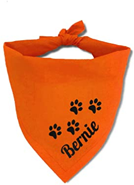 Personalisiertes Hunde Bandana - Verstellbares Dreiecks Halstuch Mit Gesticktem Wunschnamen - Baumwolle Kopftuch Hundehalstuch Dreieckstuch (L, Orange)