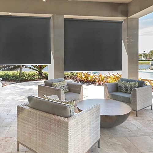 Randaco Tente à rouleau verticale pour extérieurs, 140 x 240 cm, pour balcon, terrasse, jardin, tente enroulable pare-vue, résistante aux intempéries, protection UV, couleur gris