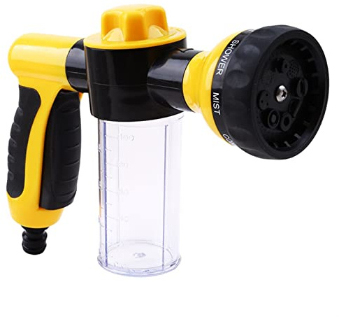 Xiaochen Heavy Duty Adjustable Garden Hose Nozzle Water Gun Hose Nozzle Car Washer Garden Watering Jet Spray High Pressure Sprinkler Foam Lance Automobiles Cleaning Tool (Color : Yellow)
