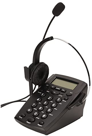 Telefono Auricolare con Filo, Telefono Auricolare con Cavo con Display LED e Tastierino Numerico, con Microfono Cancellazione Del Rumore e Supporto per Funzione Muteservizi di Consulenza Telefonica