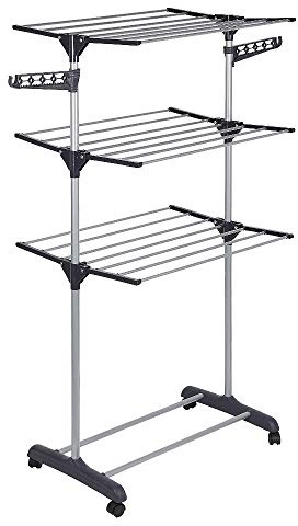 Drumm Séchoir à Linge Pliable,Étendoir Linge Interieur sur 3 Niveaux,Étendoir avec Ailes Pliantes pour Usage Intérieur Extérieur