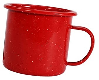 INOOMP Emaillebecher mit Sternenlichtmuster Gebogener Resistent gegen Verblassen und Flecken Roter Nostalgischer Haushaltsbecher für Kaffee und Tee