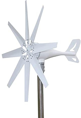 BAIYITONGDA Kit de Aerogenerador de 400W, Kit de Aerogenerador Horizontal de 8 Palas con Controlador de Carga, Arranque de Brisa de 2 m/s, Sistema Híbrido Solar para Barcos, Cenadores, Cabañas,24v